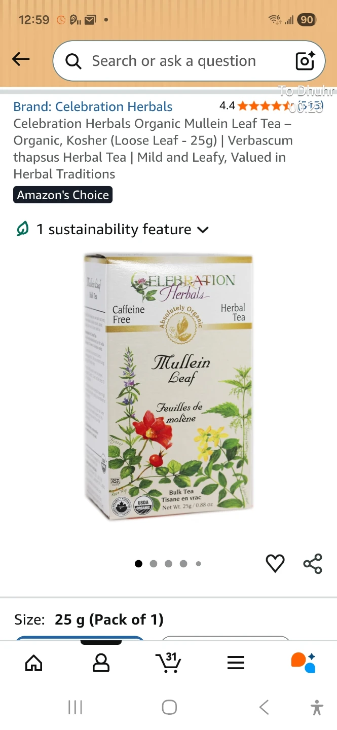 Celebration Herbals Organic Mullein Leaf Tea - 25g - photo 2