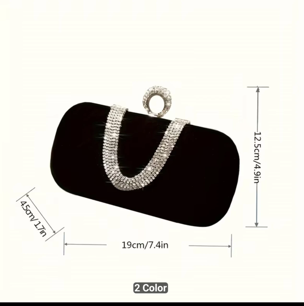 Black Velvet Clutch with Rhinestone Embellishment - photo 4