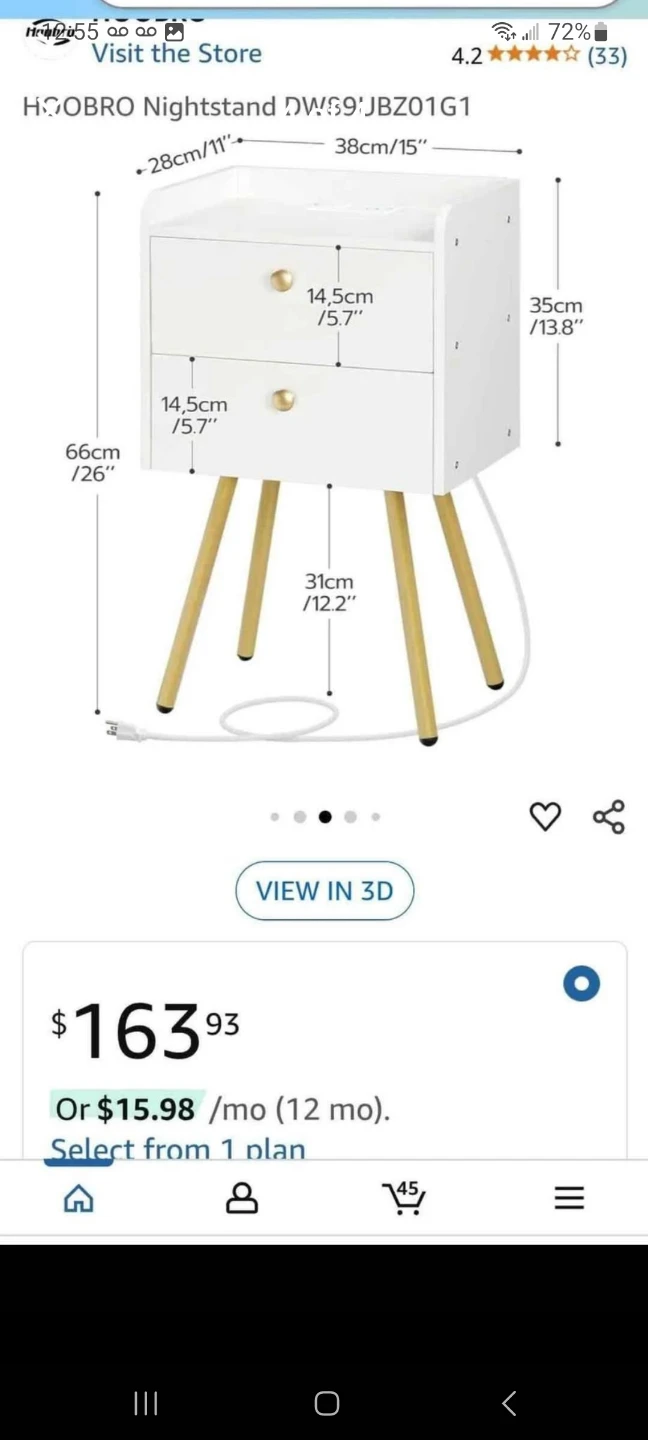 HOOBRO Nightstand DW89UBZ01G1 White