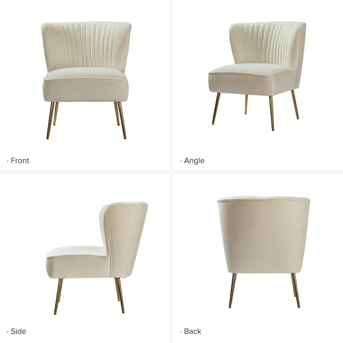 Cream Accent Chairs with Metal Gold Legs - Set of 2 - photo 3