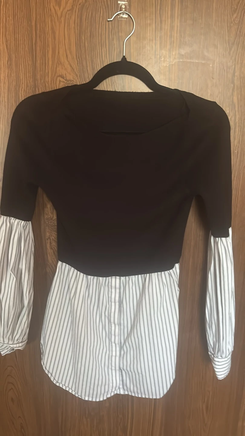 Catherine Malandrino Black Ruched Button-Up Shirt