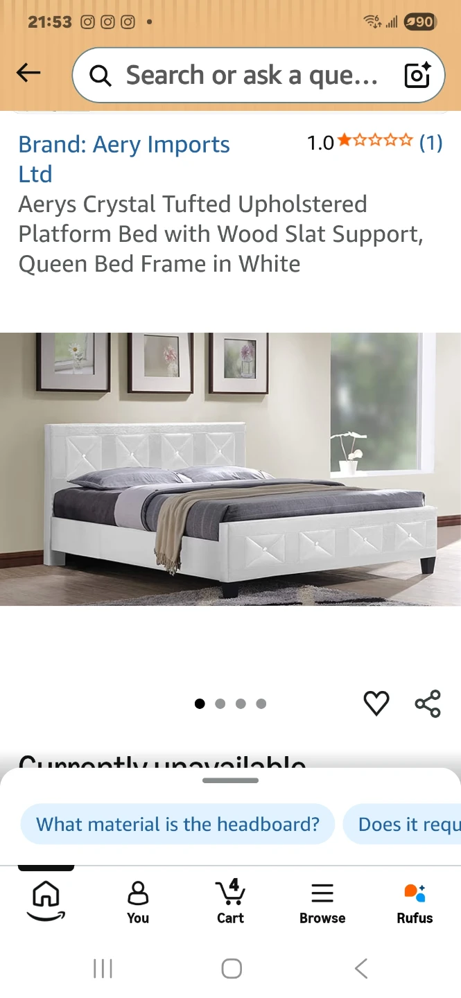 Aerys Crystal Tufted Upholstered Platform Queen Bed - photo 4