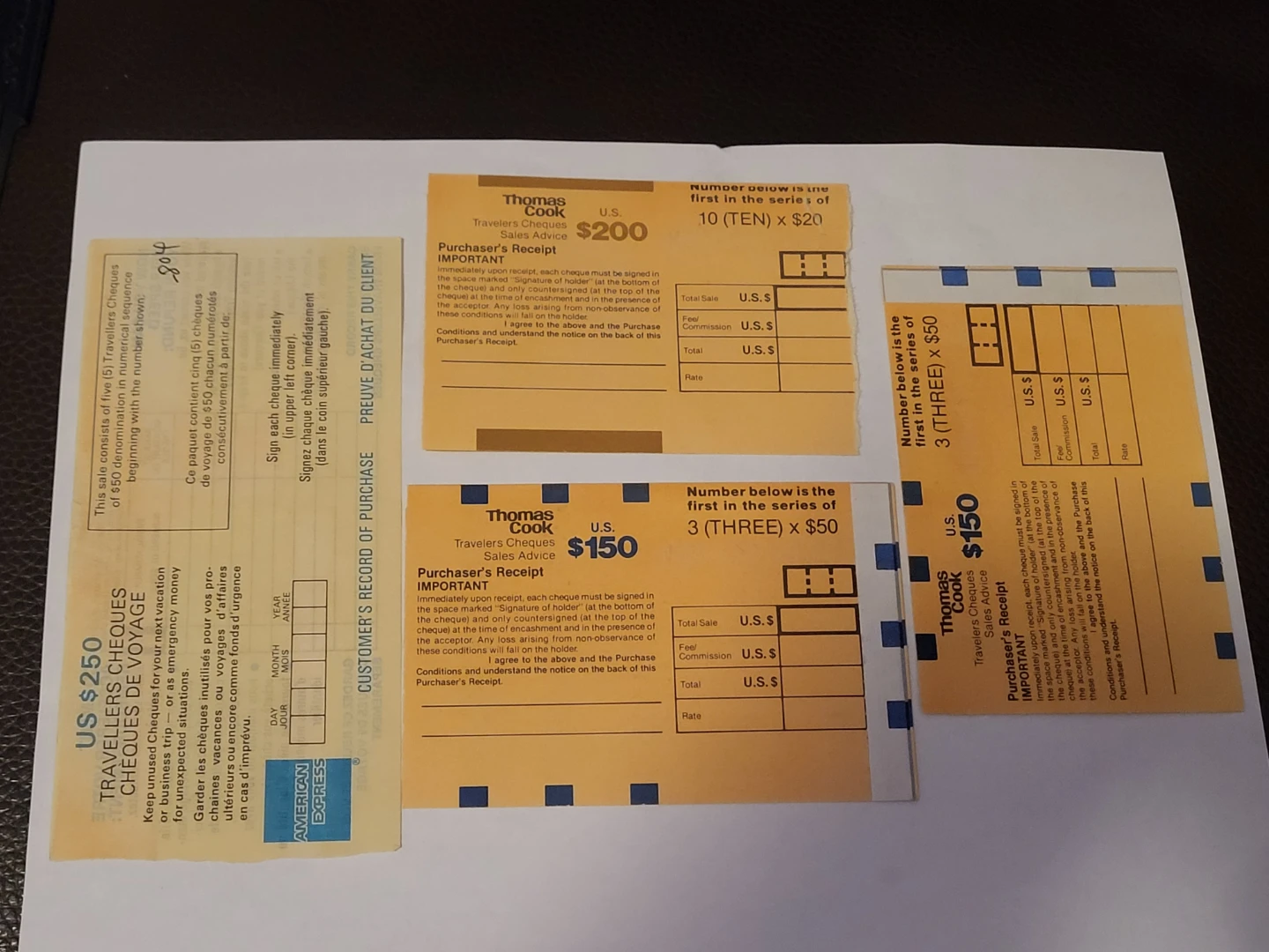 American Express Travelers Cheque Reciepts (No Cash Value) - photo 2