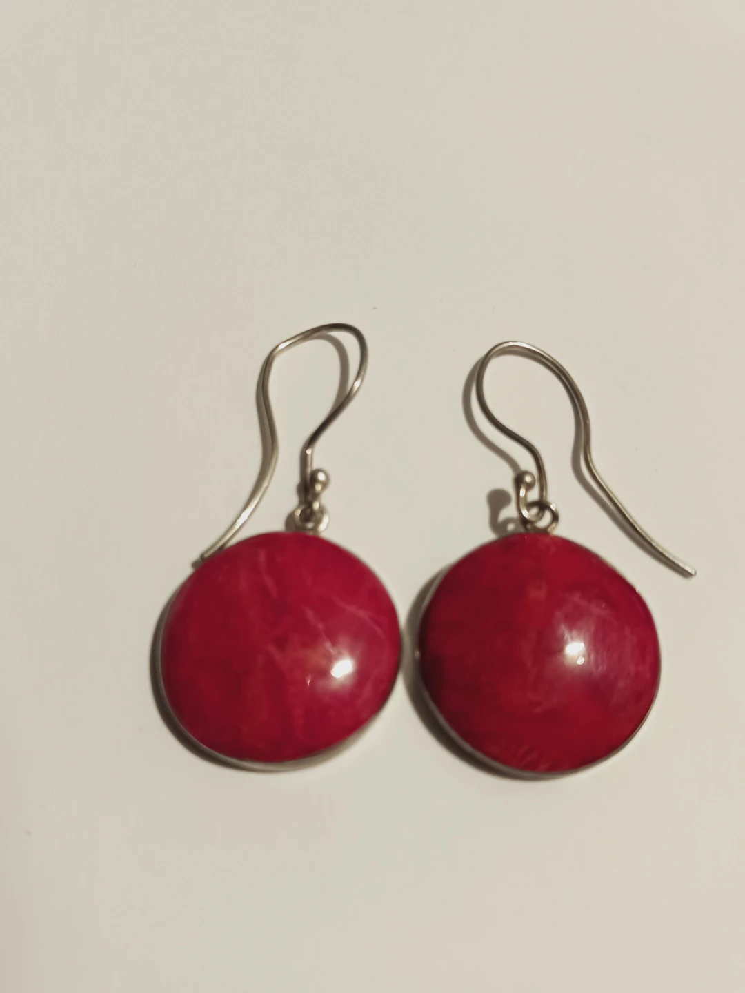 Sterling Silver 925 Charming Coral Round Earrings
