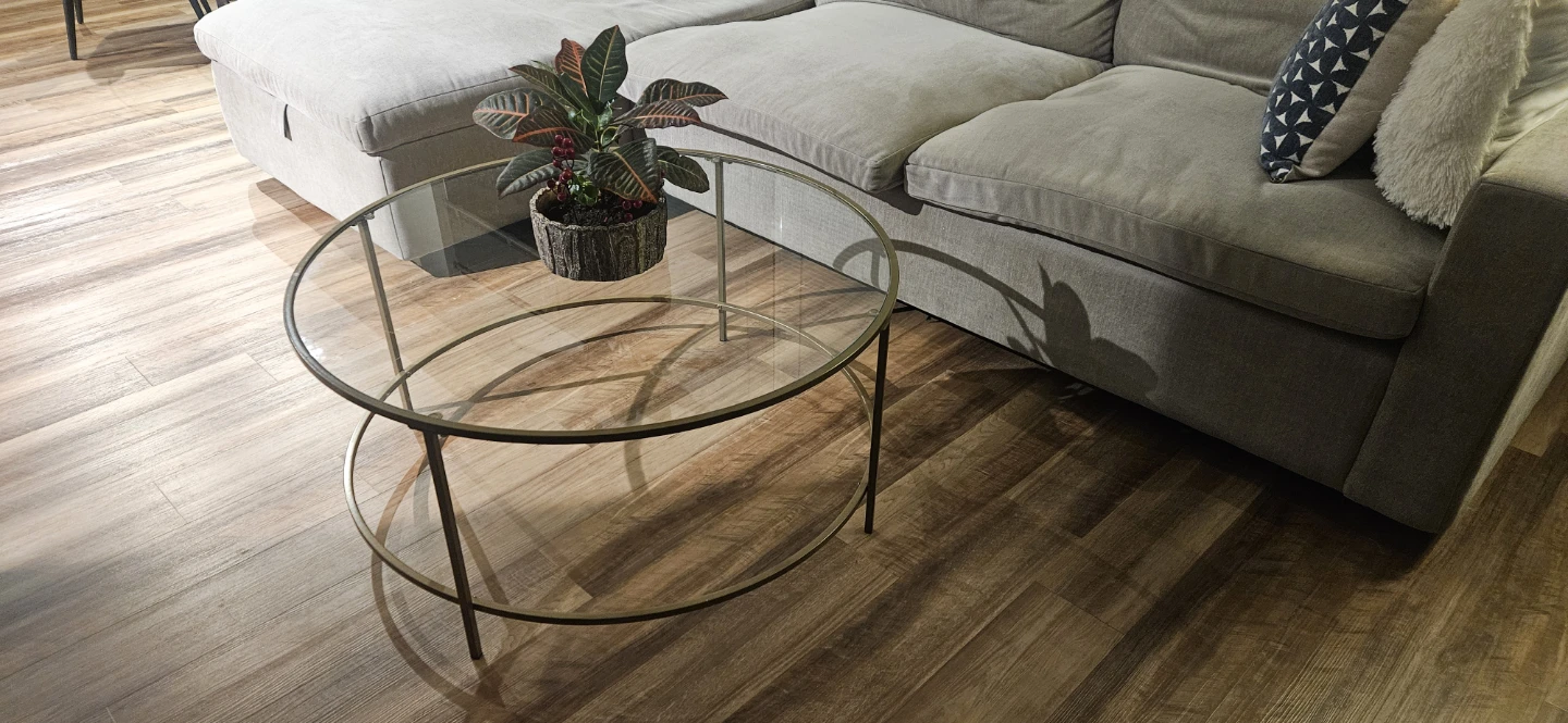 Round Glass Coffee Table with Metal Frame - photo 3