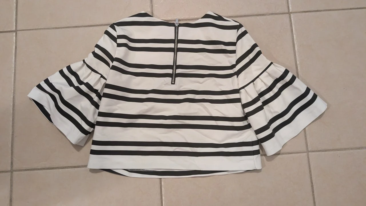 Zara trafaluc Women's  Striped Bell Sleeve Top - photo 5