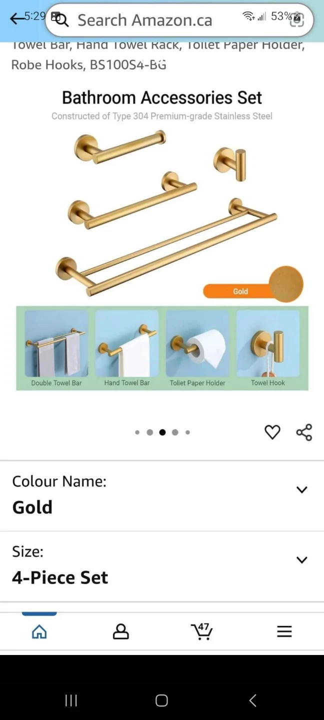 Hoooh 4-Piece Bathroom Accessories Set - Gold - photo 3