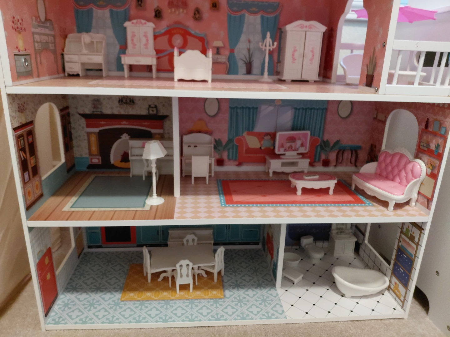 Wooden Dollhouse with Furniture - photo 2