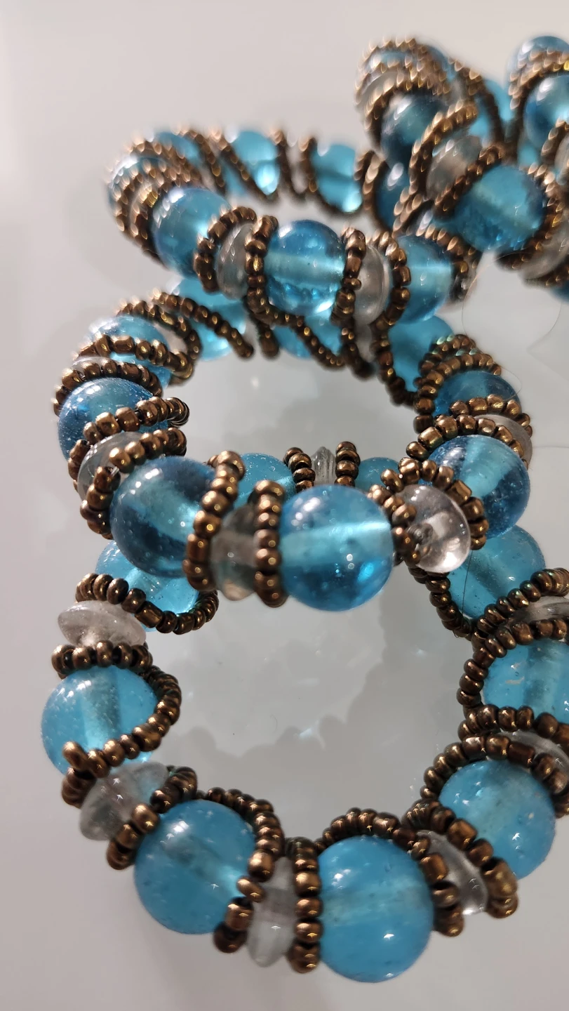 Set of 8 Blue Beaded Napkin Rings