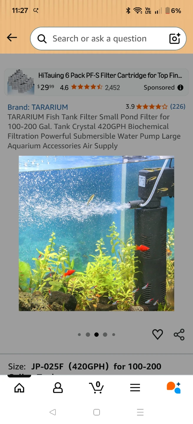 TARARIUM Fish Tank Filter JP-025F 420GPH - photo 2