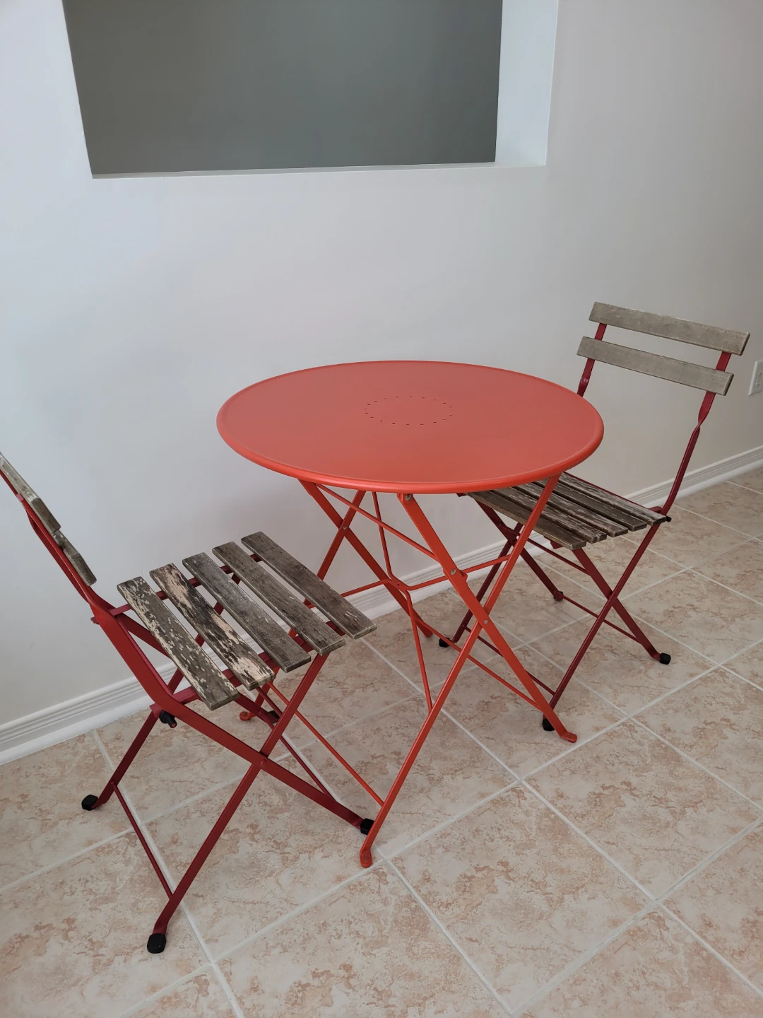 Red Bistro Set with Round Table and 2 Chairs - photo 2