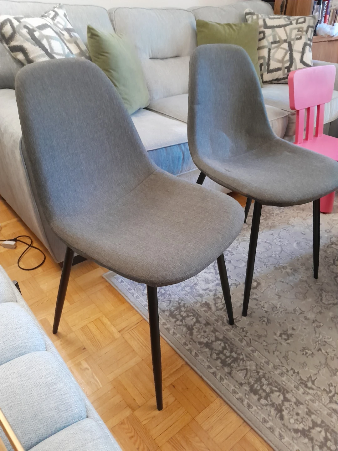 Set of 2 Grey Fabric Dining Chairs - photo 2