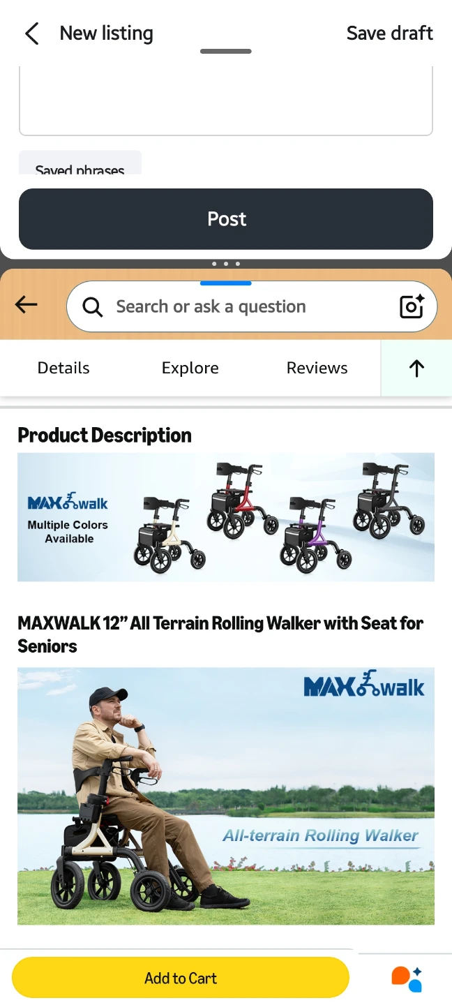 **MAXWALK All-Terrain Gold Walker with Seat**