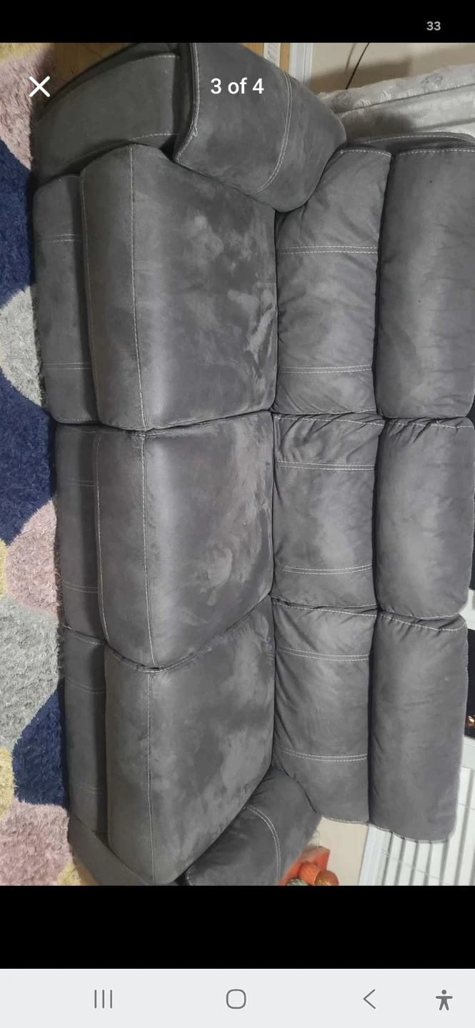 Grey Leather Reclining Sofa Set - photo 2