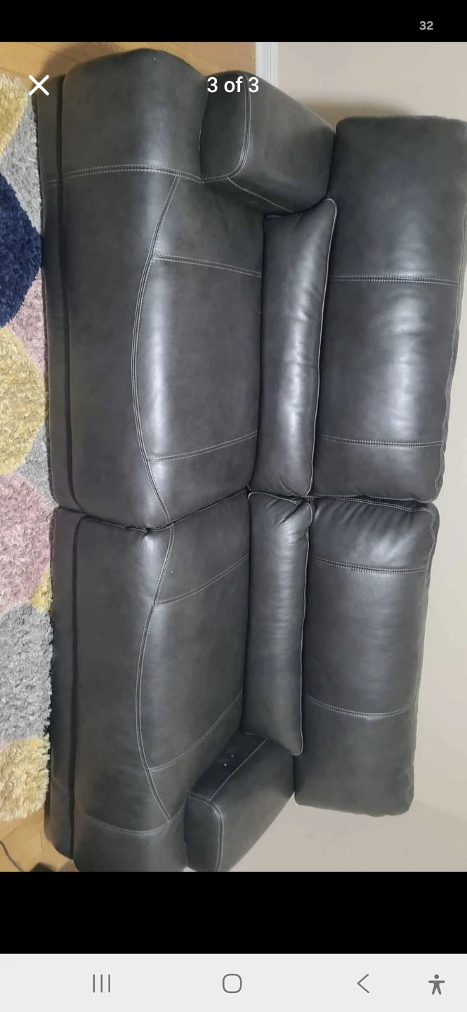 Grey Leather Reclining Sofa Set - photo 5