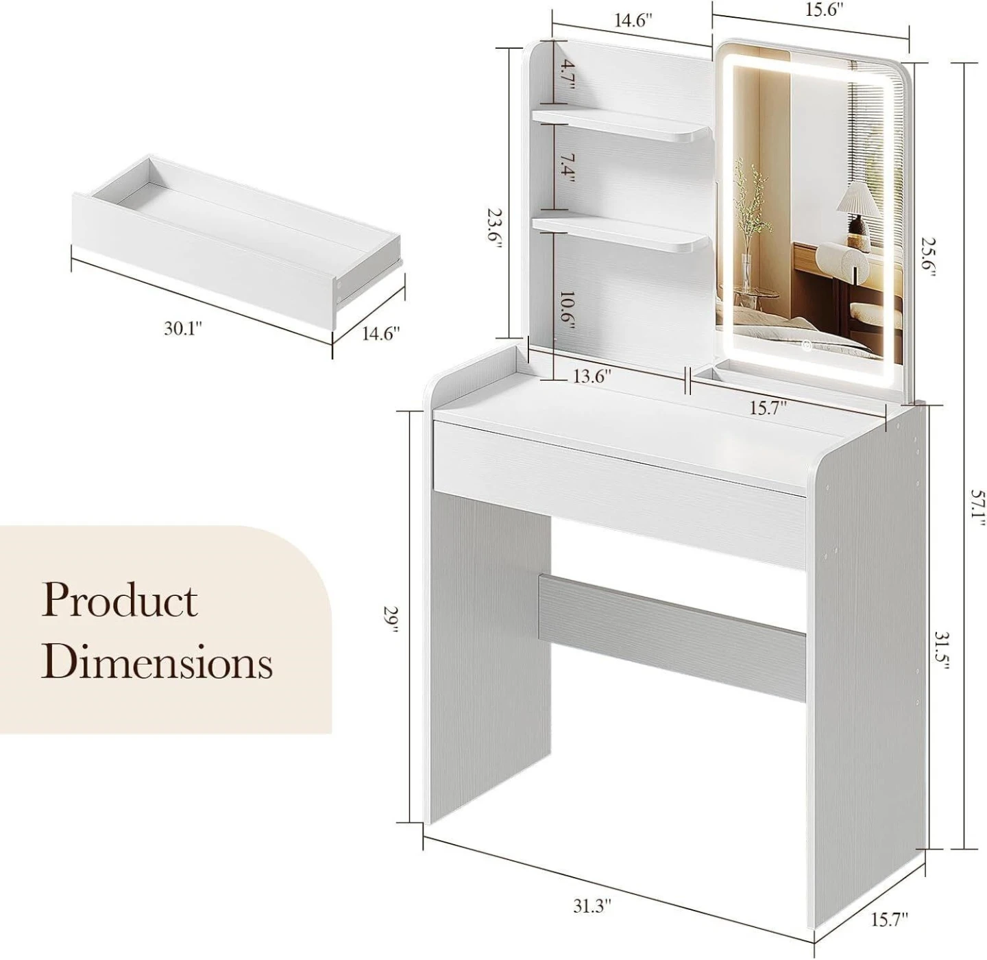 New vanity desk with lights and mirrors - photo 2