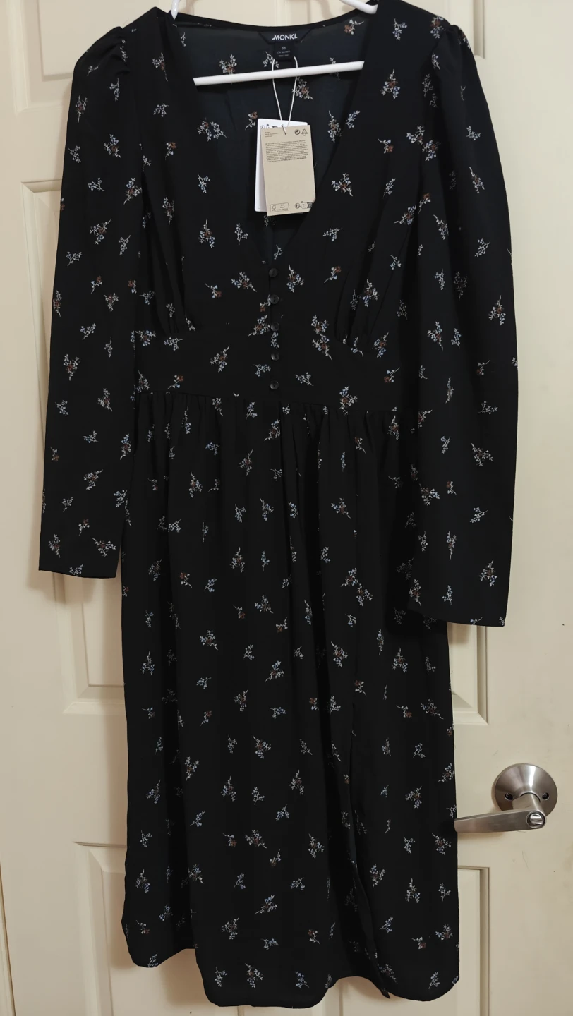Floral Printed Black Dress