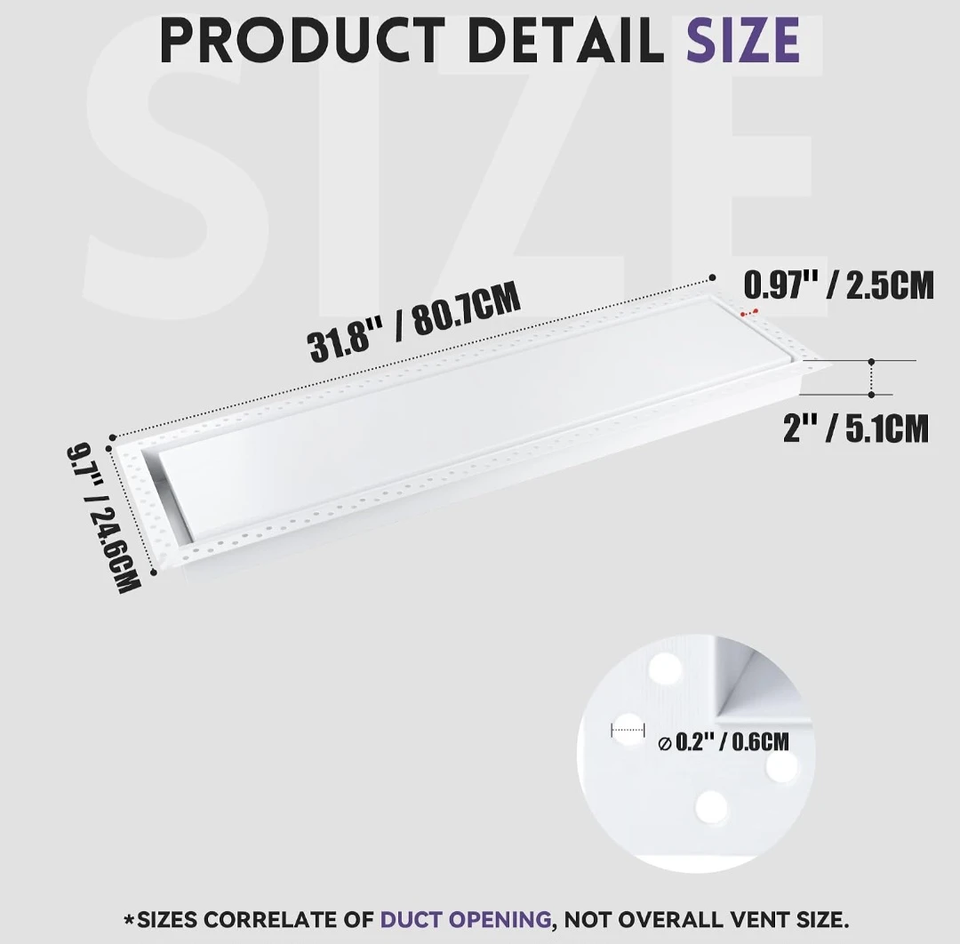 Modern 8"x30" Flush Wall Air Vent Cover Heavy Duty - photo 5