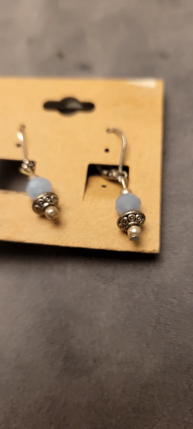 2 pairs Silver-tone Dangley Earrings with Blue Beads - photo 2