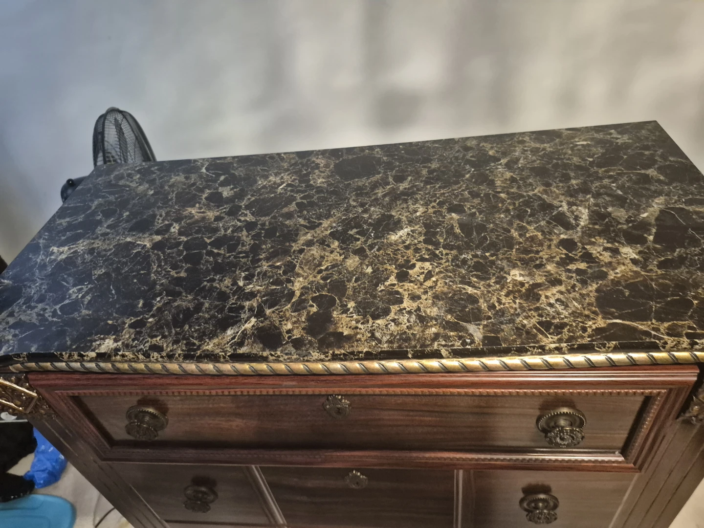 Dark Wood Dresser with Marble Top - photo 2