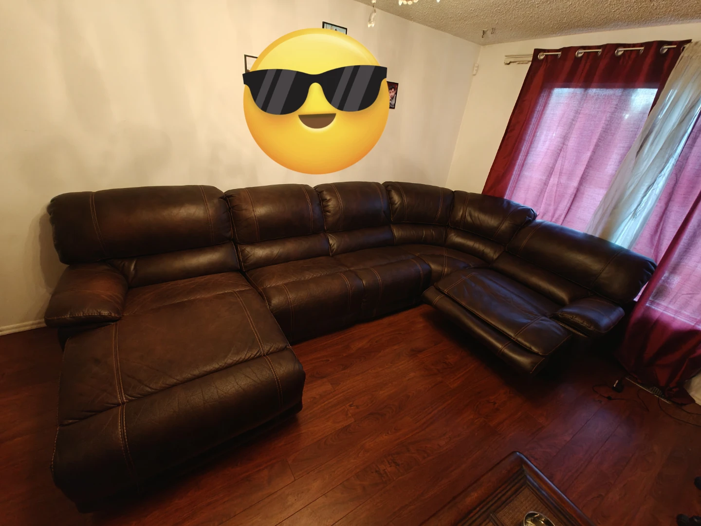 5 Piece Leather Sectional Sofa Set - Electric Recliner