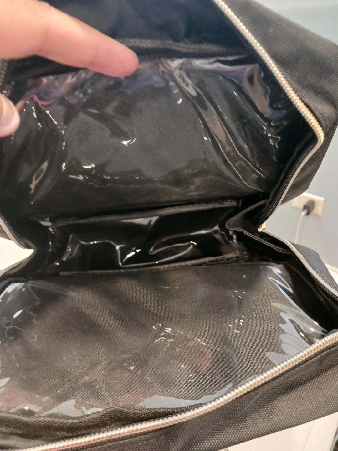 Black Cosmetic Bag with Clear Pockets - photo 2