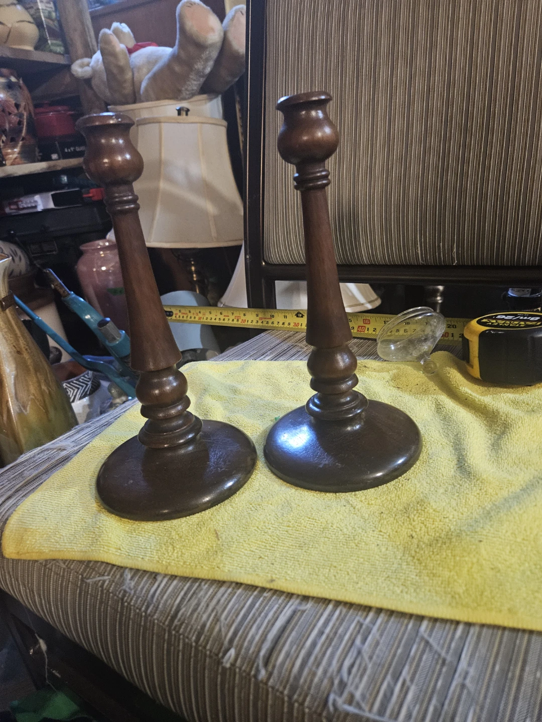 Pair of wooden candle holders - photo 2