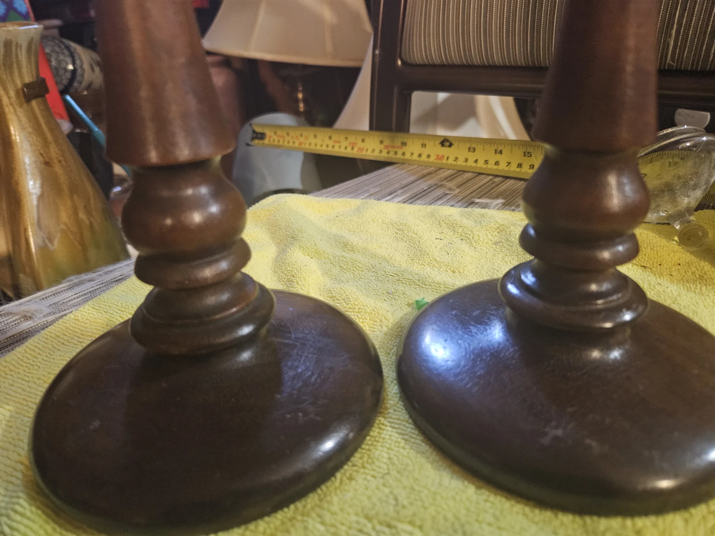 Pair of wooden candle holders - photo 3