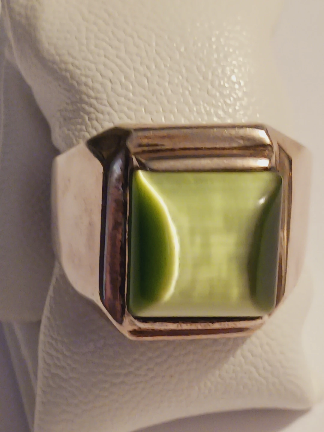 Sterling Silver 925 Massive Men's Green Stone Ring