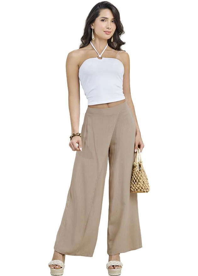 White Halter Tube Top with Ring Detail