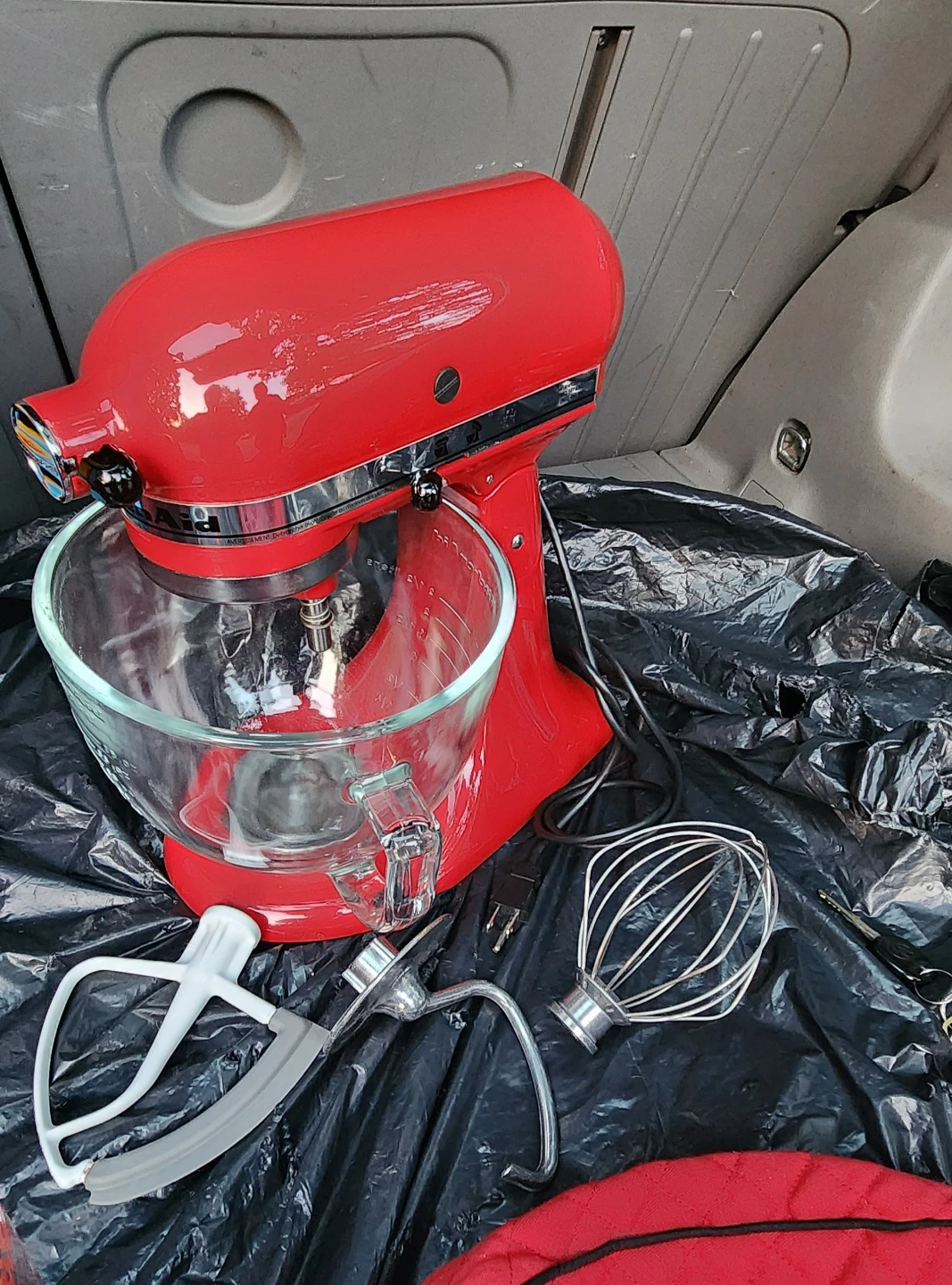 Red KitchenAid Stand Mixer with Glass Bowl - photo 3
