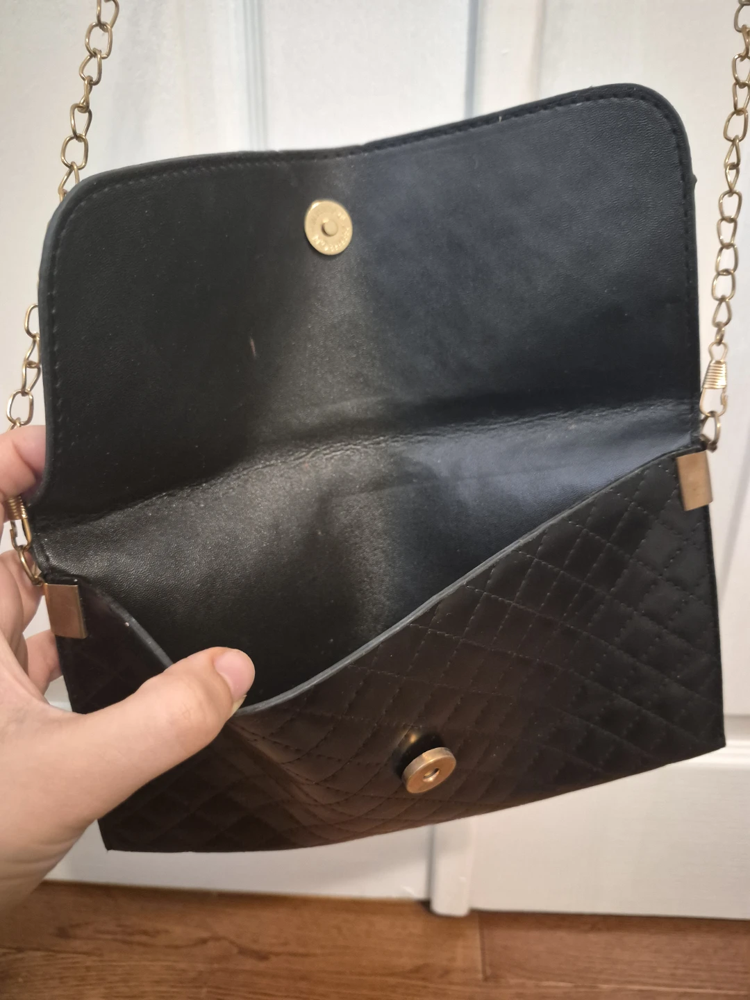 Black Quilted Clutch with Gold Chain - photo 2
