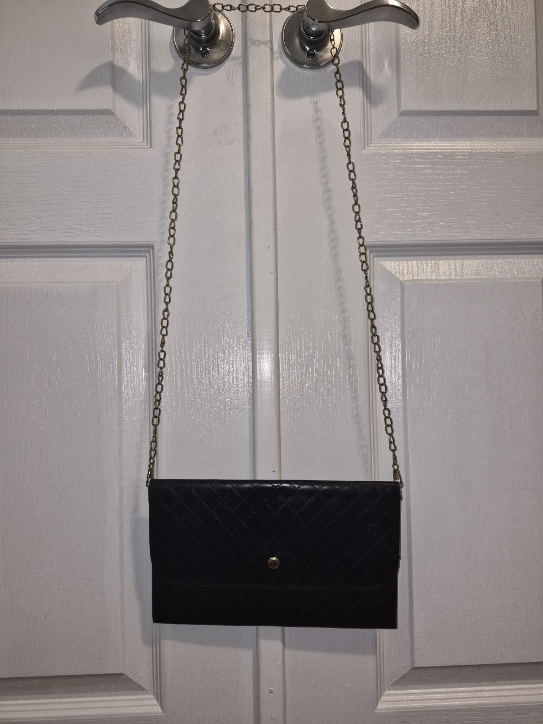 Black Quilted Clutch with Gold Chain - photo 4