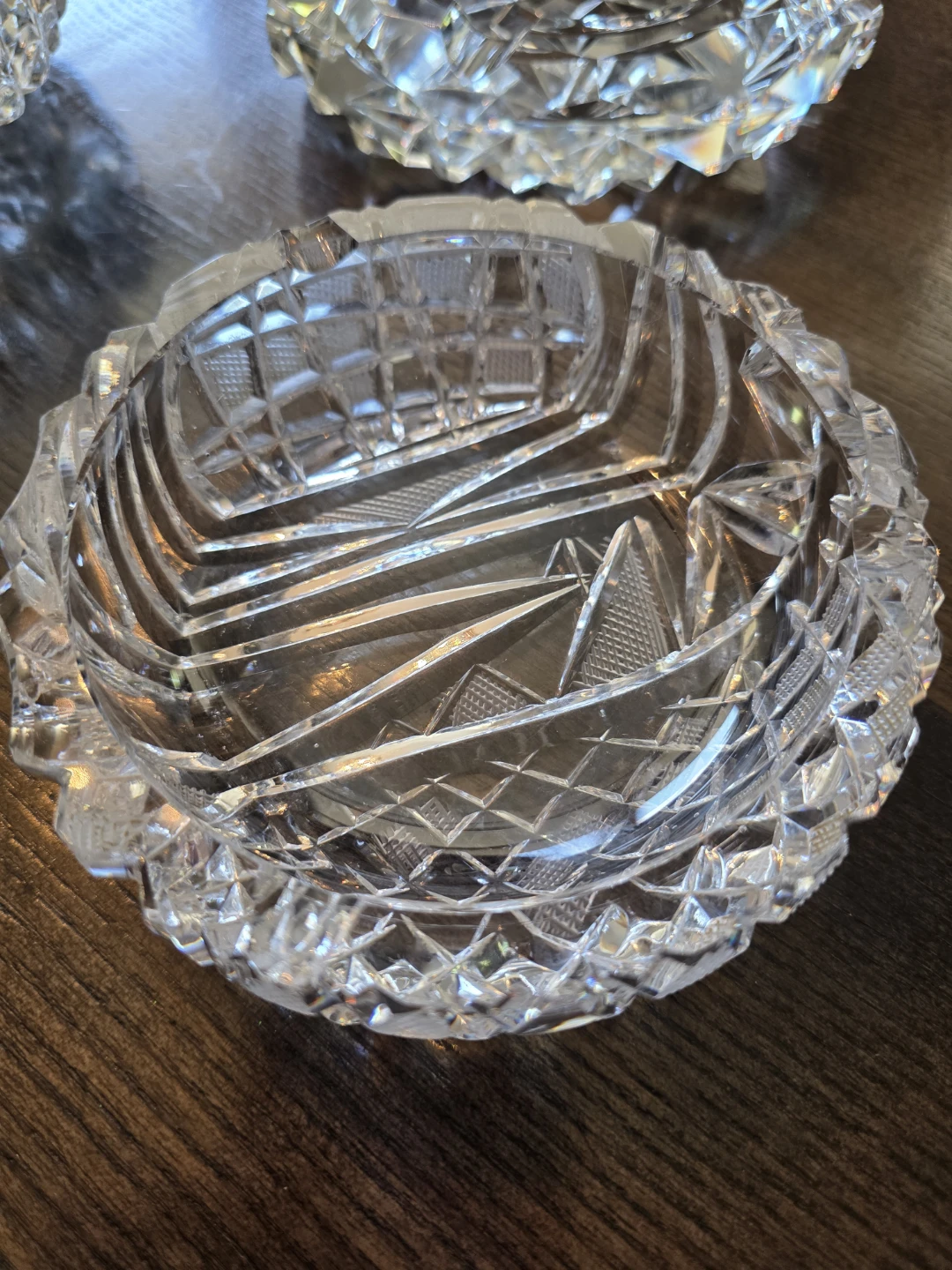 3 Beautiful Vintage Cut Lead Crystal Ashtrays - photo 4