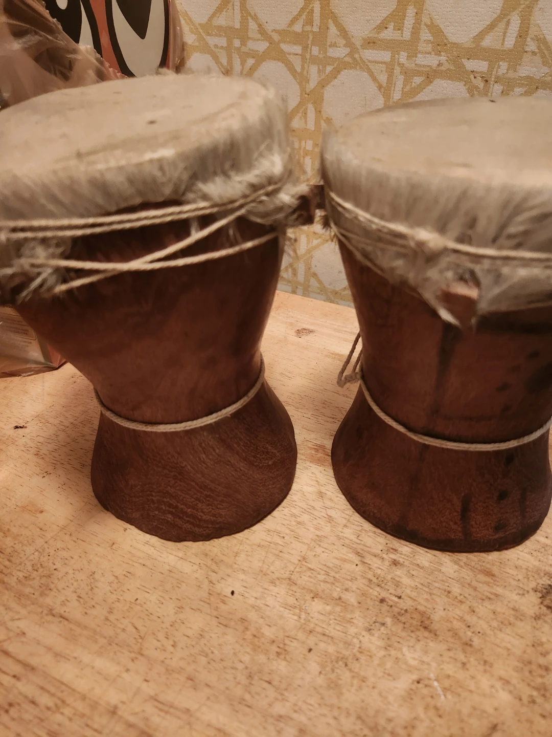 Handmade Wooden Djembe Drums - Pair