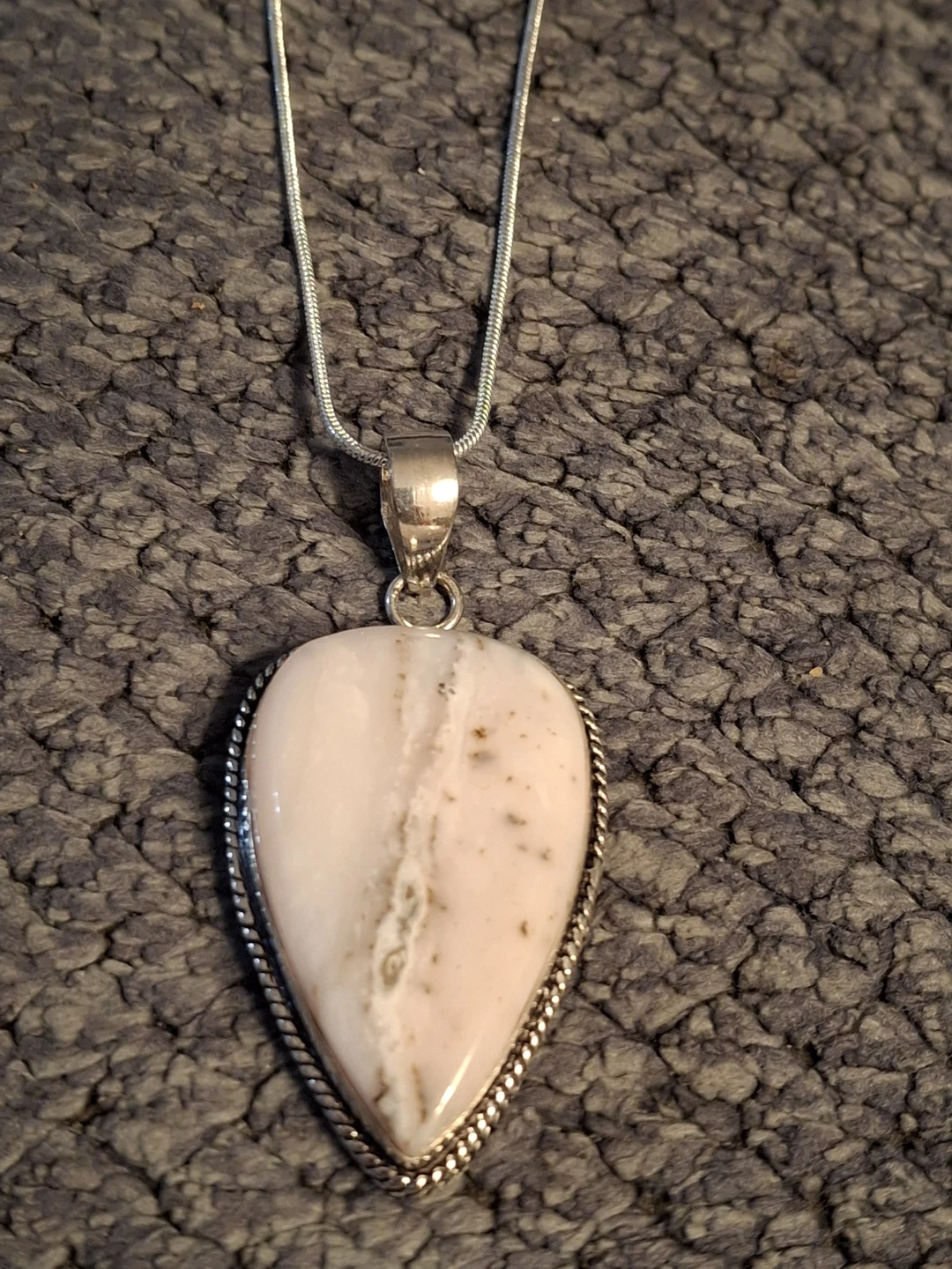 Sterling Silver White Opal Necklace