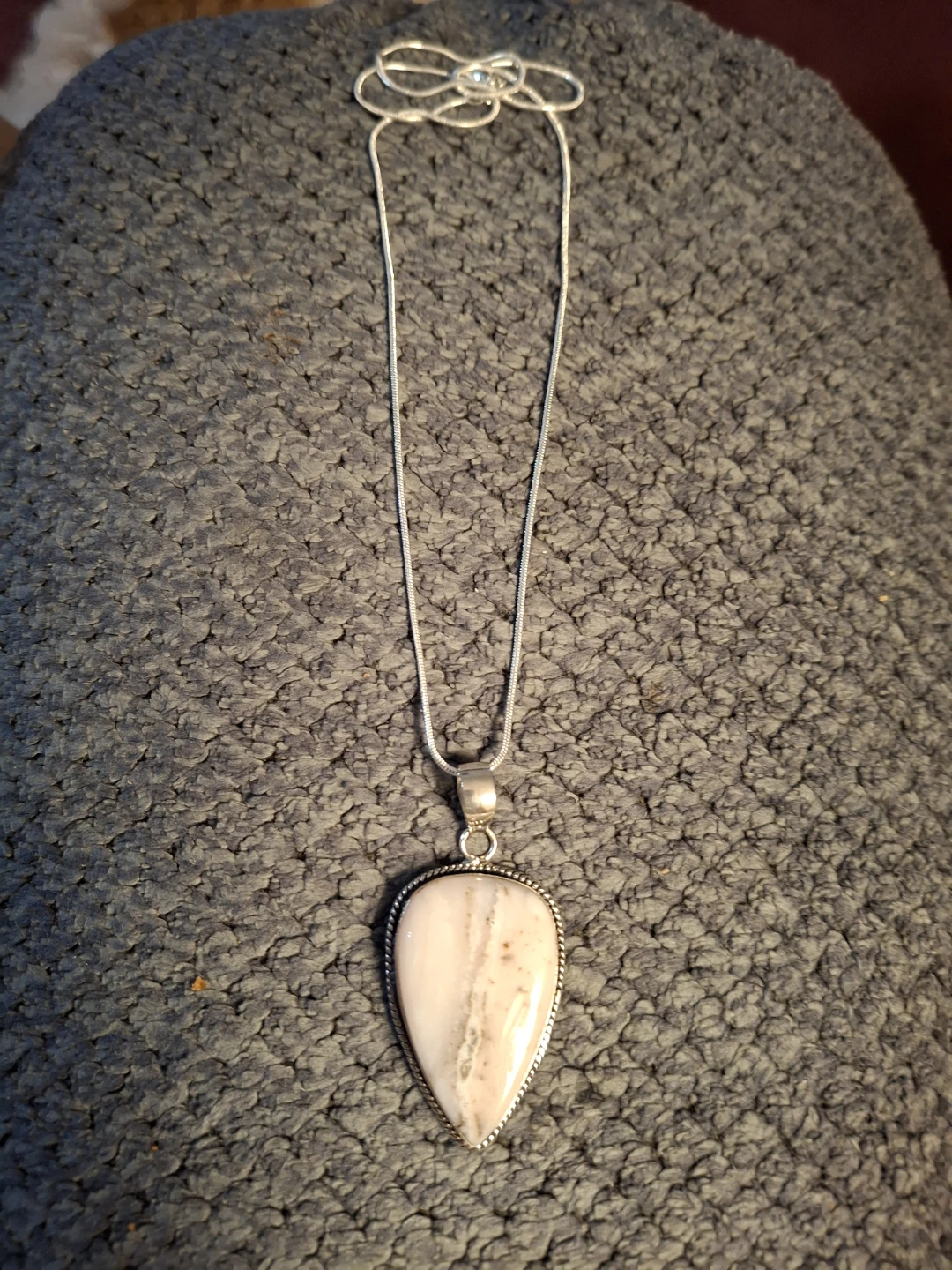 Sterling Silver White Opal Necklace - photo 2
