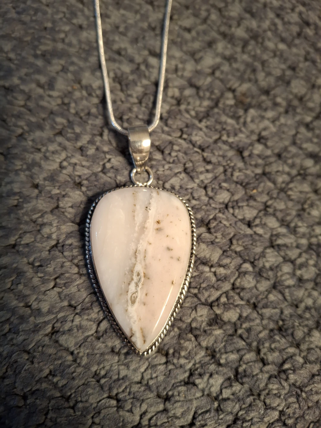 Sterling Silver White Opal Necklace - photo 3