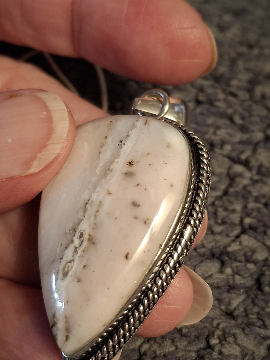 Sterling Silver White Opal Necklace - photo 5