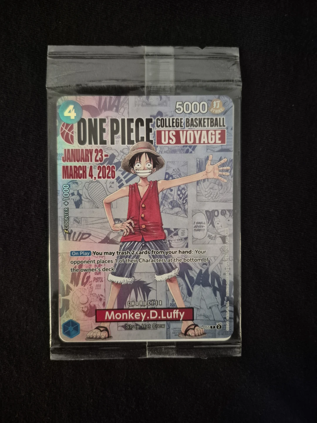Monkey.D.Luffy (055) (College Basketball)One Piece Promo Card. - photo 3