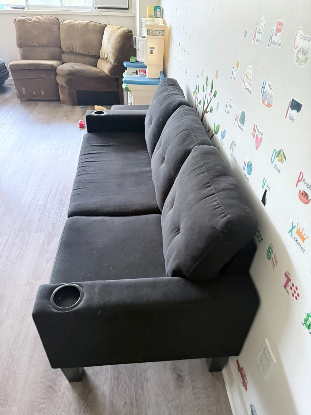 Black Futon Sofa with Ottoman - photo 2