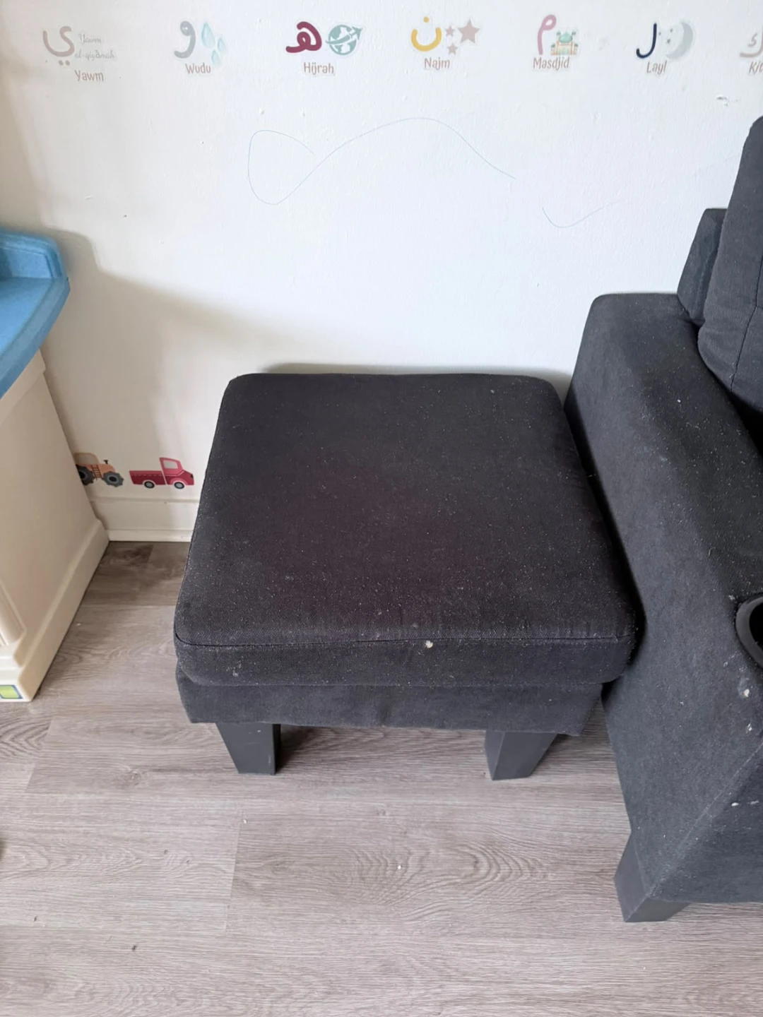Black Futon Sofa with Ottoman - photo 3