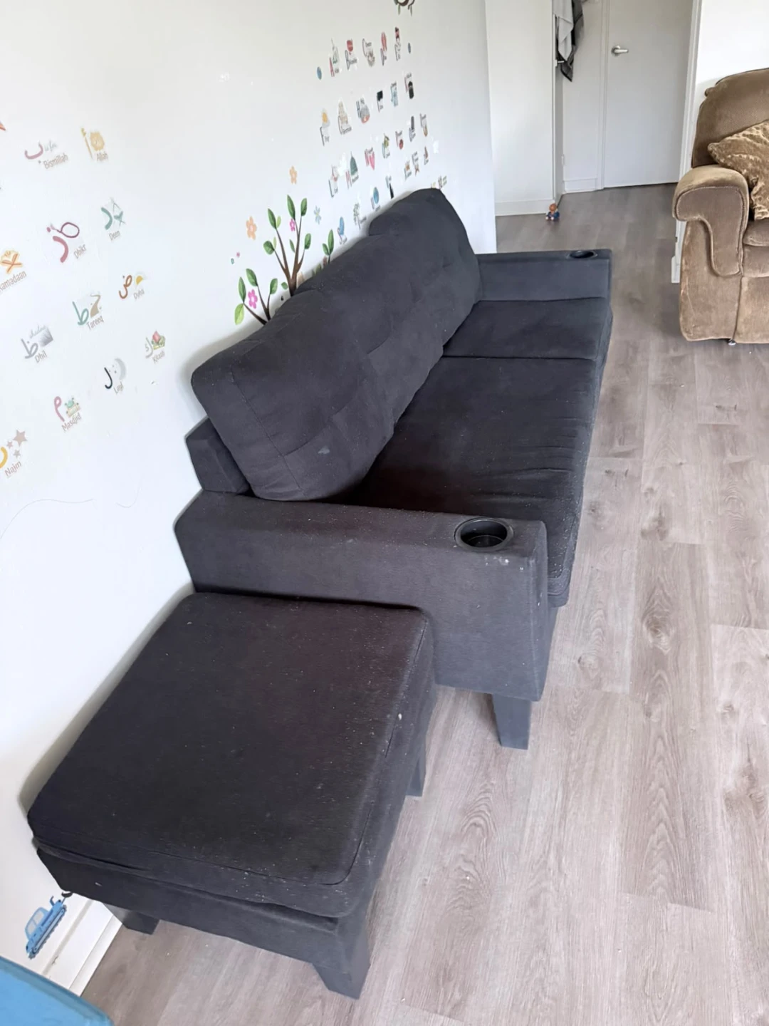Black Futon Sofa with Ottoman - photo 4