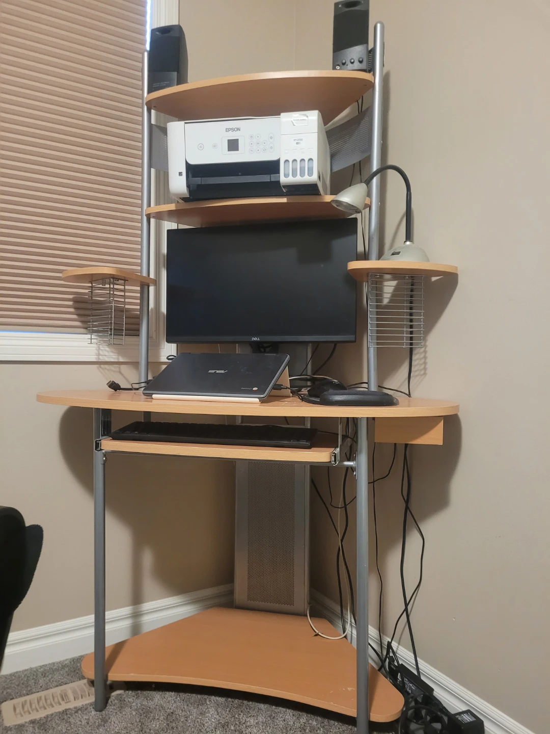 Corner Computer Desk with Printer Stand