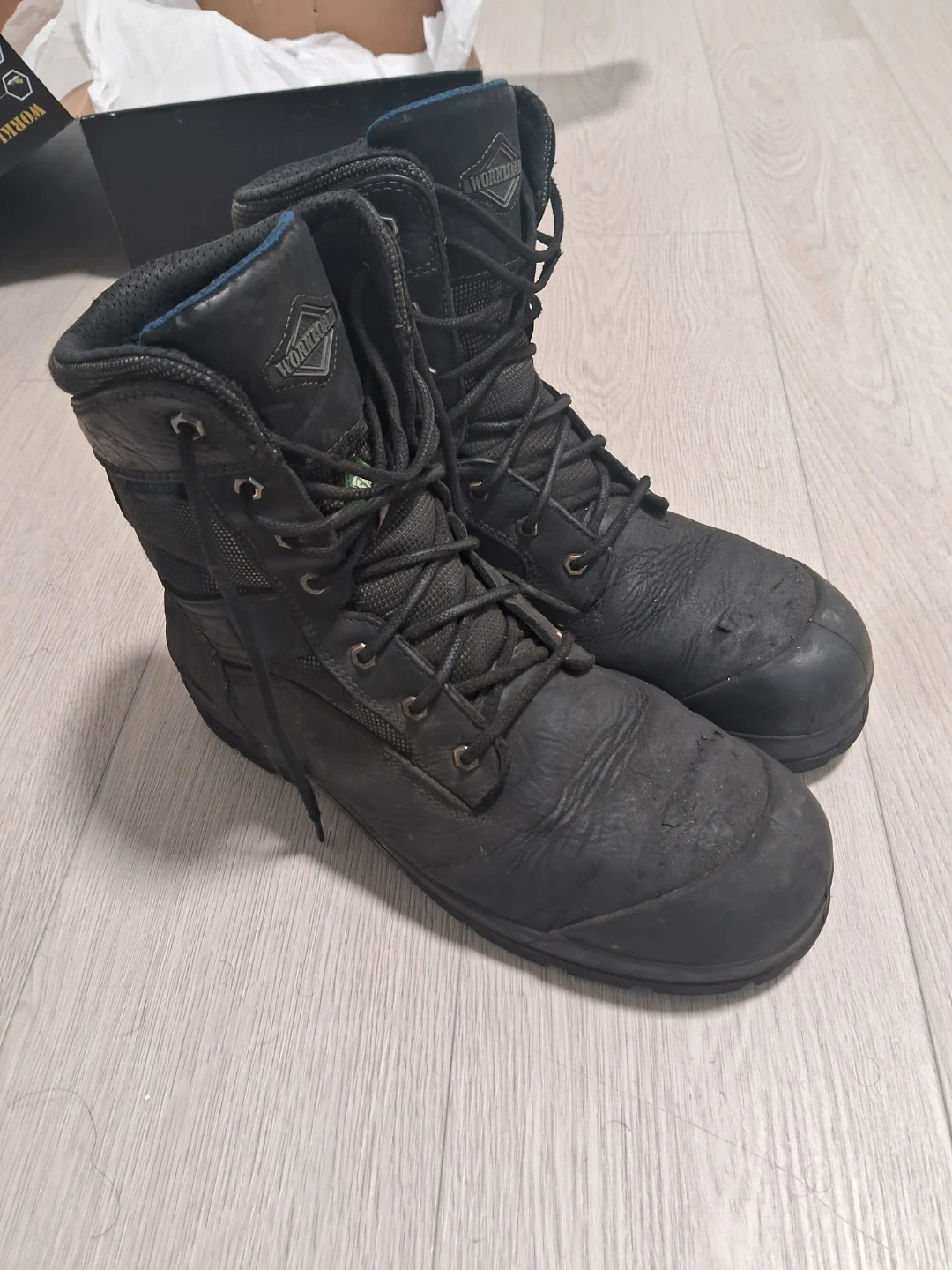Workload Black Leather Work Boots
