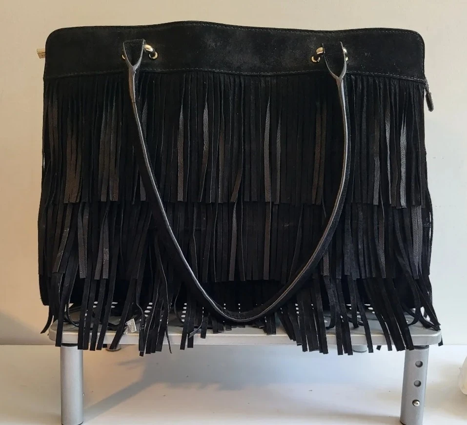⚽Danier Black Suede Fringe Tote Bag