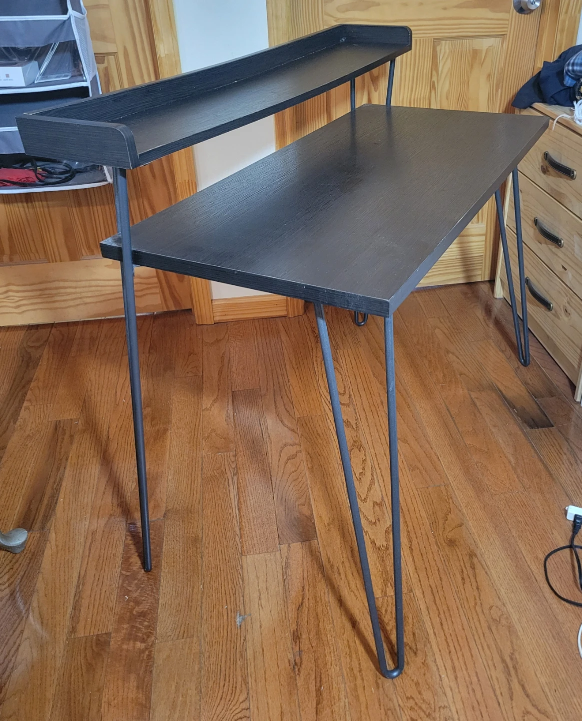 Black Modern Desk with Riser Shelf - photo 2