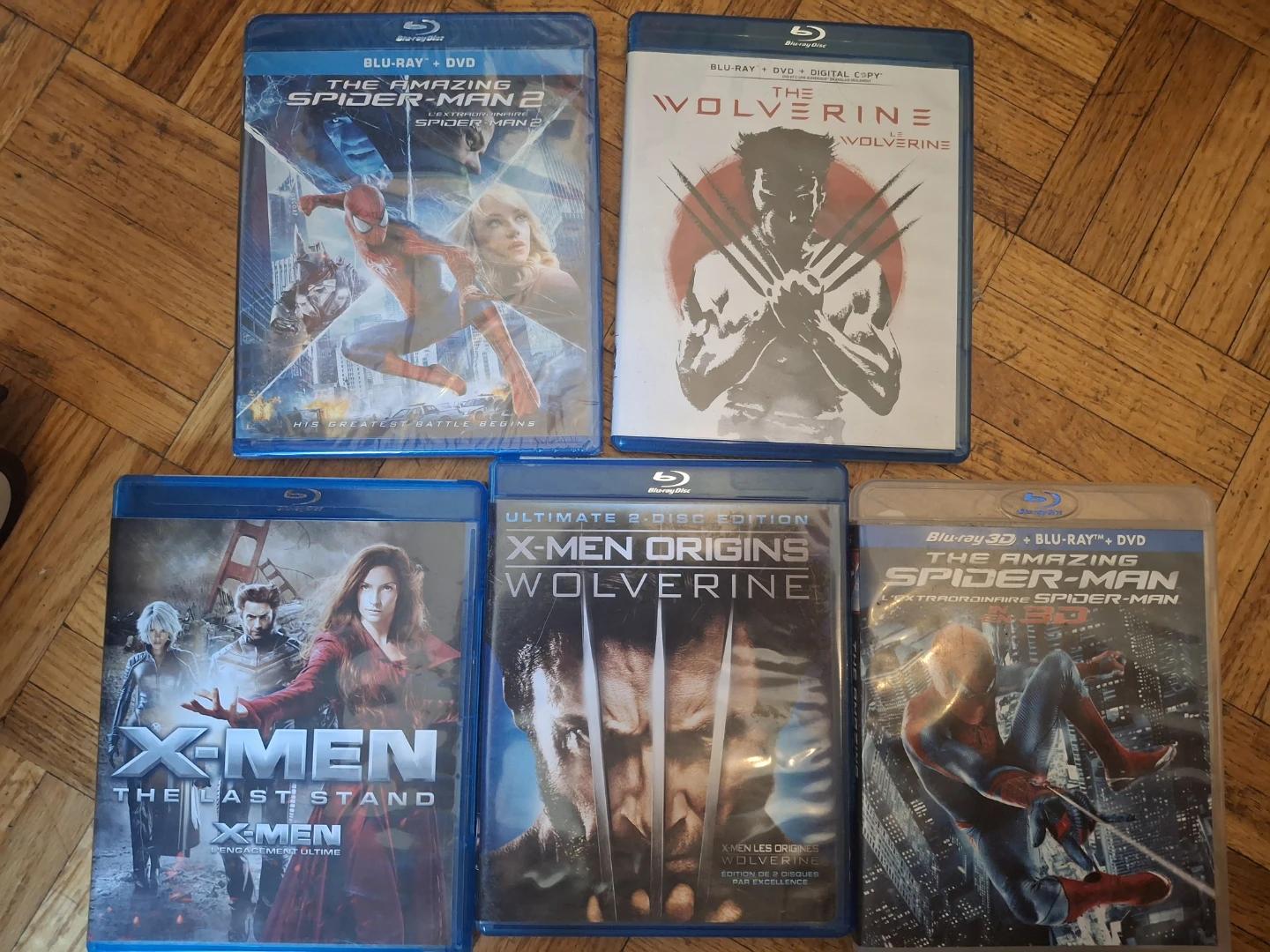 Spiderman/Xmen Blu rays