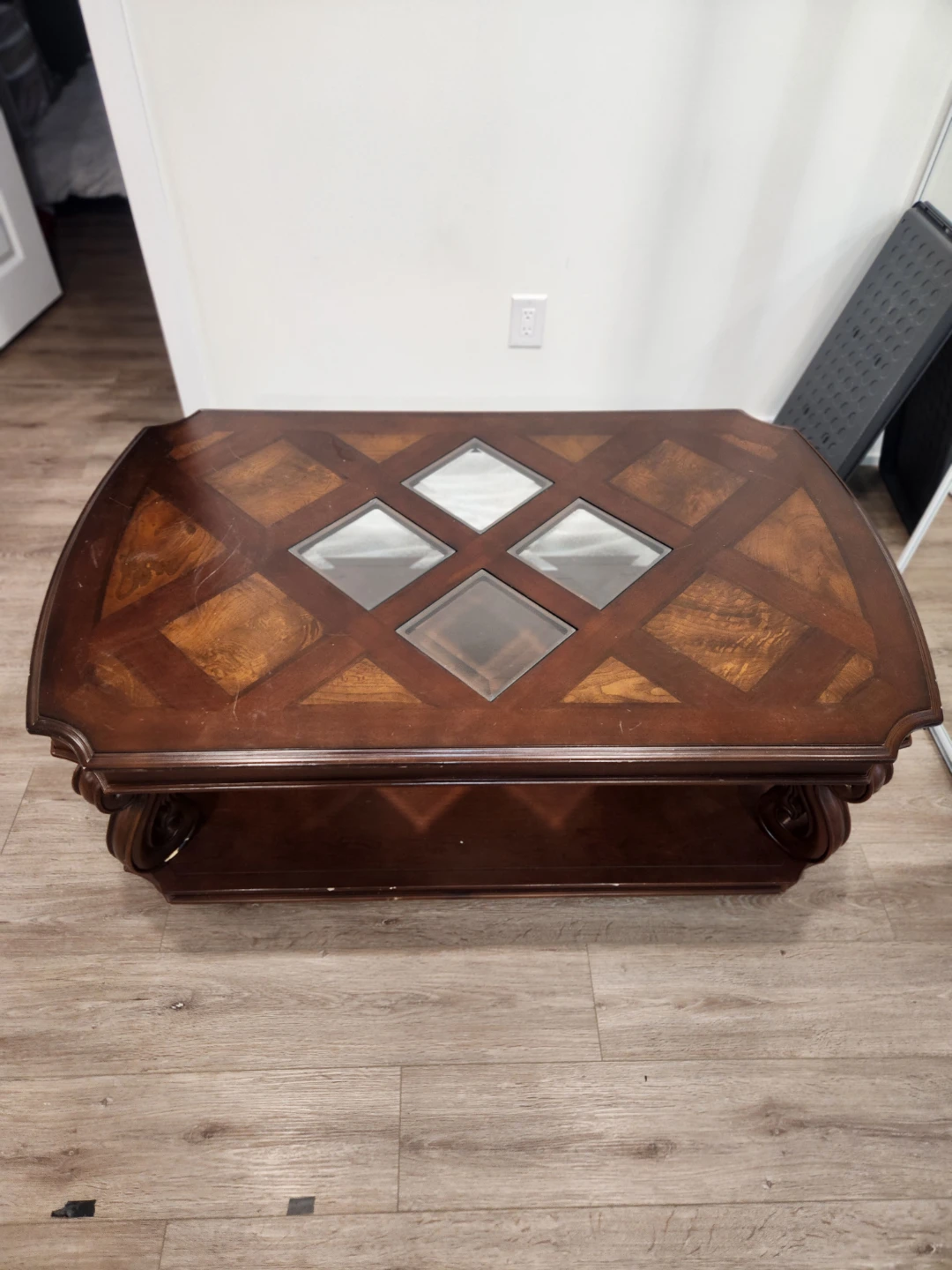 Solid Wood Coffee Table with Glass Inlay - photo 2