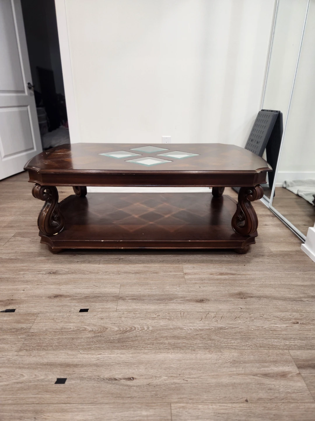 Solid Wood Coffee Table with Glass Inlay - photo 3
